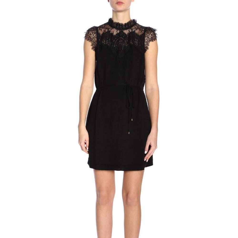 Twin-Set Black Lace Detail Midi Dress